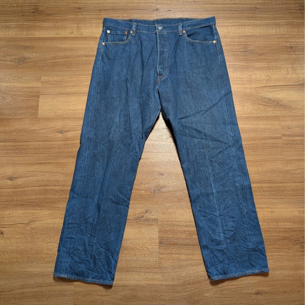 Levi's 501 Jeans Mens 42x34(40x31) Button Fly Blue Denim Dark Wash Pants